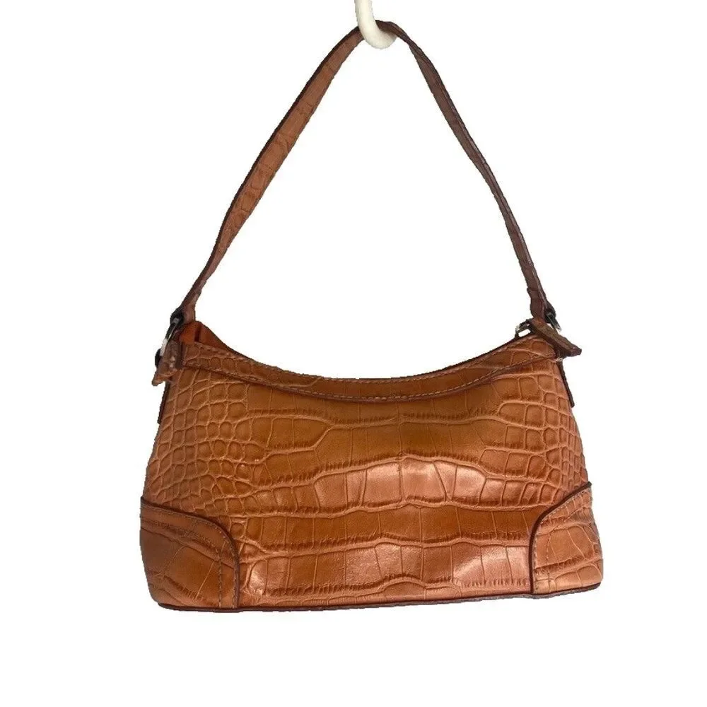 Tommy Hilfiger Faux Vegan Alligator Leather Orange Purse Bag Zipper Close Small
